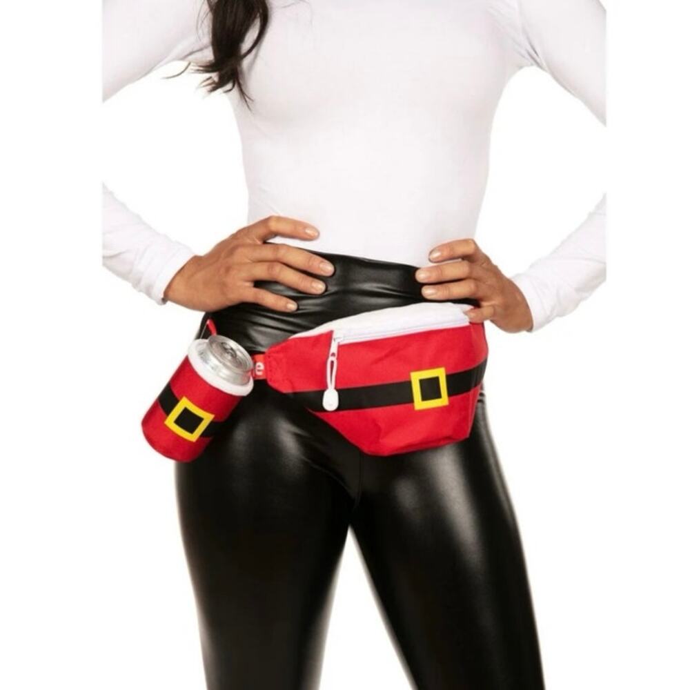 NEW Tipsy Elves Santa Claus Fanny Pack w/ Drink Holder Holiday Costume Belt‎ Bag